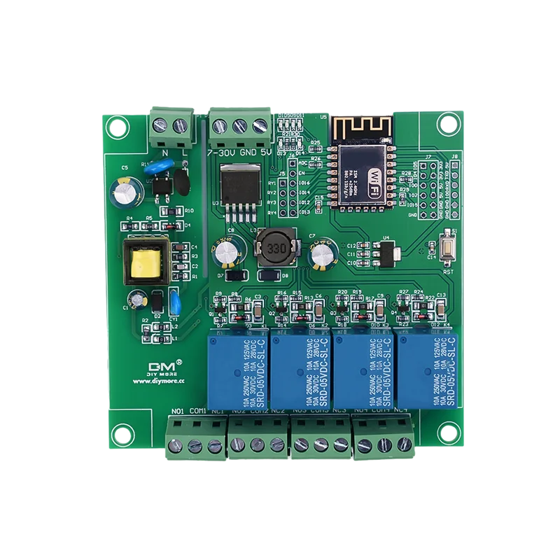 Relay Module WiFi 4‑Channel ESP8266 Development Board Voltage Monitoring Relay Industrial Parts for Wireless Control DC7‑12V/5V