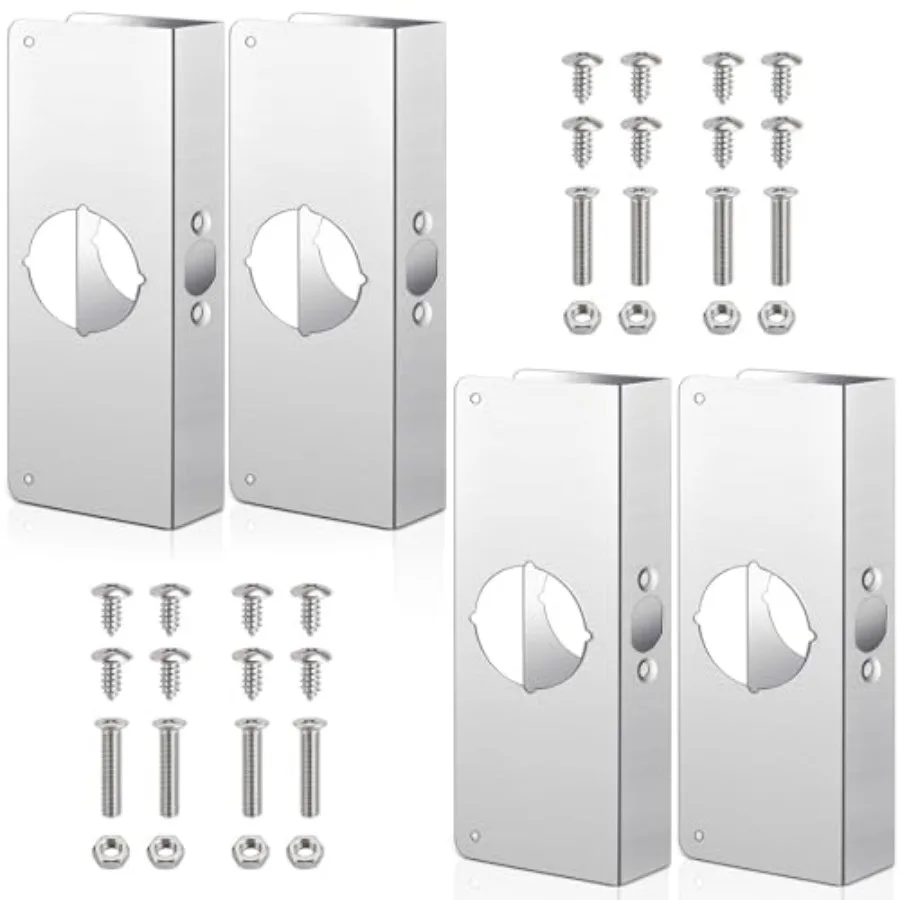 

Pack -3/8 Inch x 9 Inch Door Reinforcement Plate -/8" Thick Stainless Steel Lock and Door Reinforcer Security to Repair Home Wo