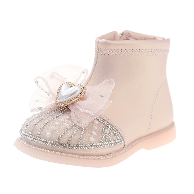 Nuovo autunno inverno paillettes stivali da principessa per bambini di lusso moda strass versatili stivaletti causali per bambini stivaletti da ragazza