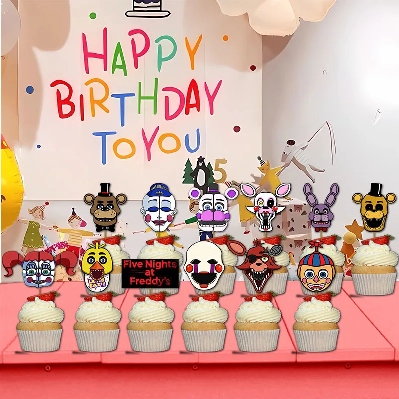 FNAF تحت عنوان خمس ليالٍ في فريدي كب كيك أدوات المائدة القابل للتصرف زينة حفلة عيد ميلاد للأطفال لوازم اكسسوارات هدية #6