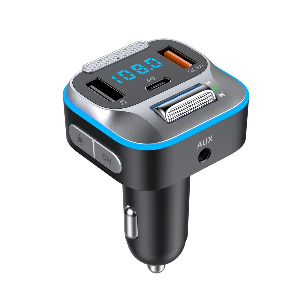 

Car Bluetooth MP3 Player Car QC3.0 Fast Charging Atmosphere Light Wireless Bluetooth FM Transmitter