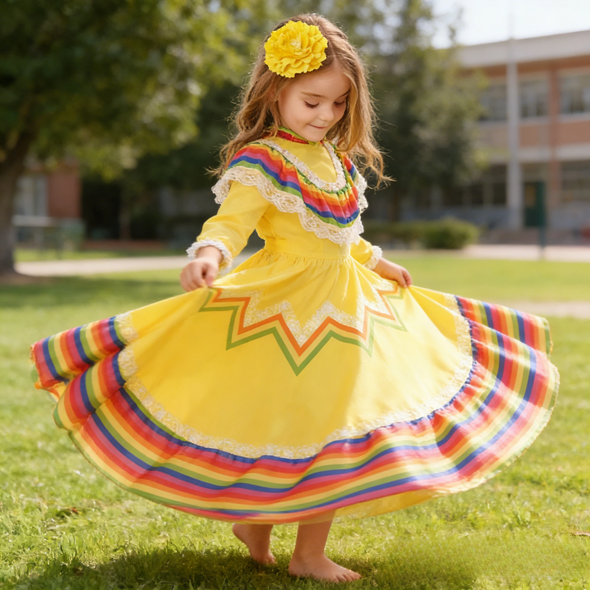 

Мексиканский традиционный народный танцевальный костюм-платье в этническом стиле для детей, для школьных выступлений и праздников