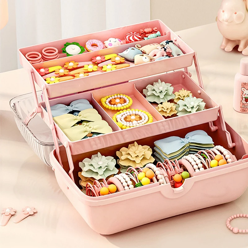 Multi-layer Hairpin Organizer Cute Girl Jewelry Case Head Rope Headband Display Rack Children's Hair Accessories Storage Box