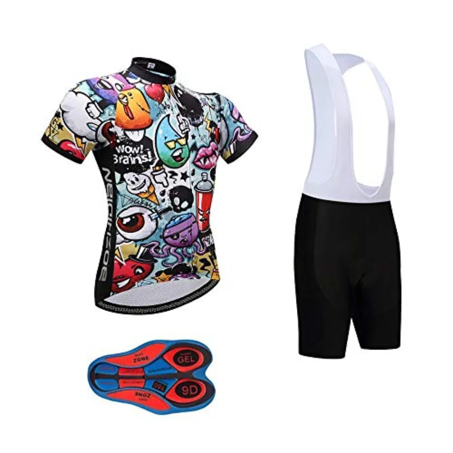 

Men's Quick-Dry Cycling Jersey Set Road Bike Bicycle Shirt + Bib Shorts with 9D Gel Pad MTB Riding Clothing Kit