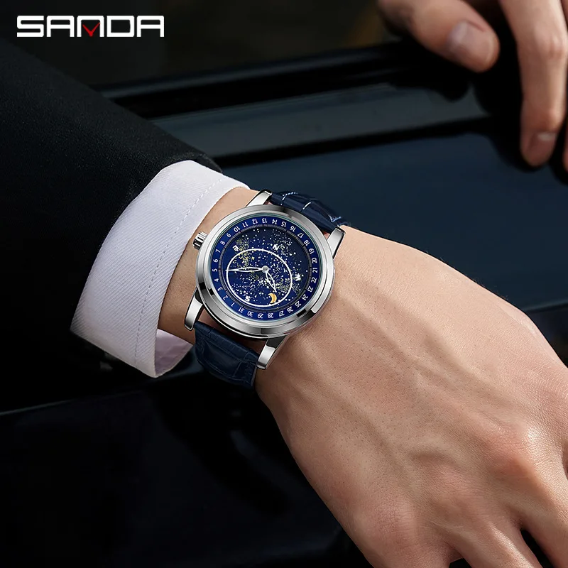 Sanda New 7001 Watch Fully Automatic Mechanical Fashion Trend Korean Version Rotating dial Men\'s Watch