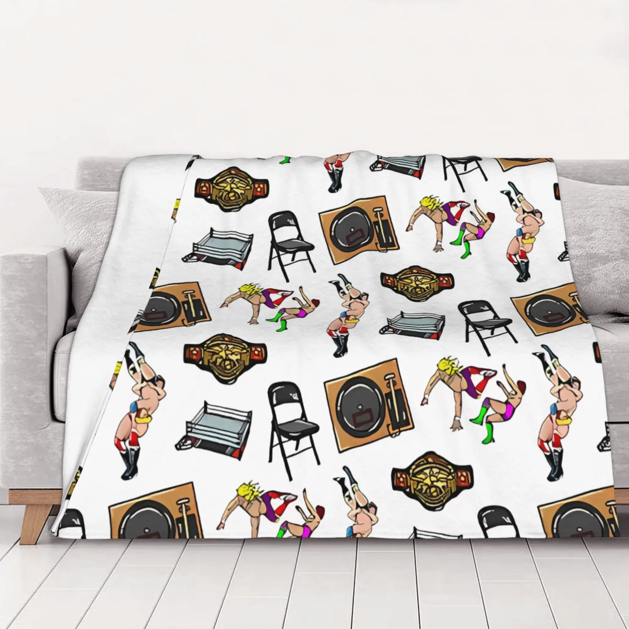 1PC home  Decor Pro Wrestling  Pack   Pro Wrestling Pattern Blanket Throw Blanket Luchador Novelty Warm Blanket All Season