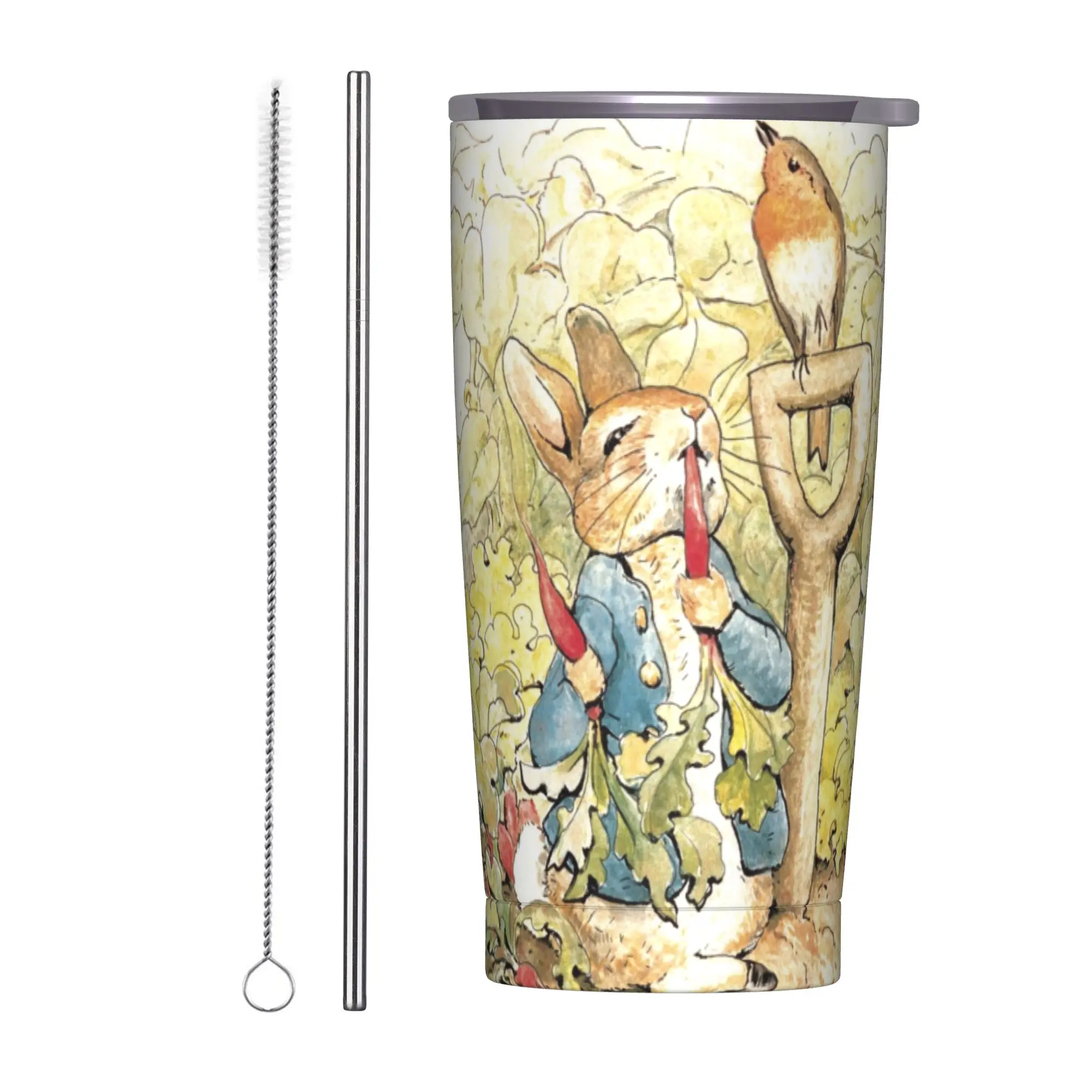 Peter Rabbit in the Garden Beatrix Potter Tumbler Vacuum Insulated  Thermal Cup Stainless Steel Office Home Mug Hot Drink, 20oz