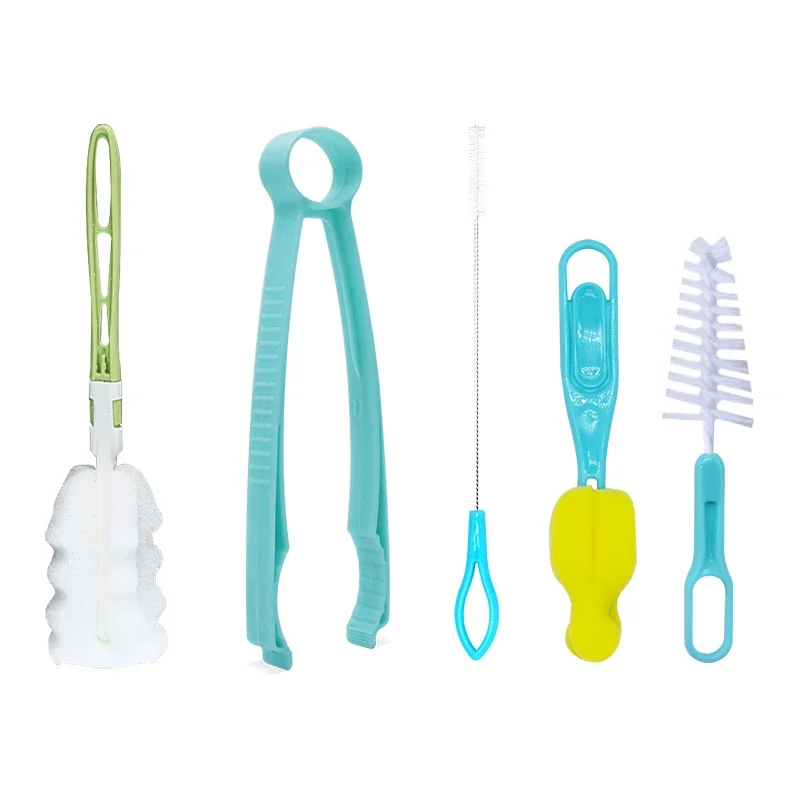 Baby Bottle Brush Cleaning Set Include Detachable Long Handle Cup Brushes Nipple Brushes Straw Brushes Bottle Clamp