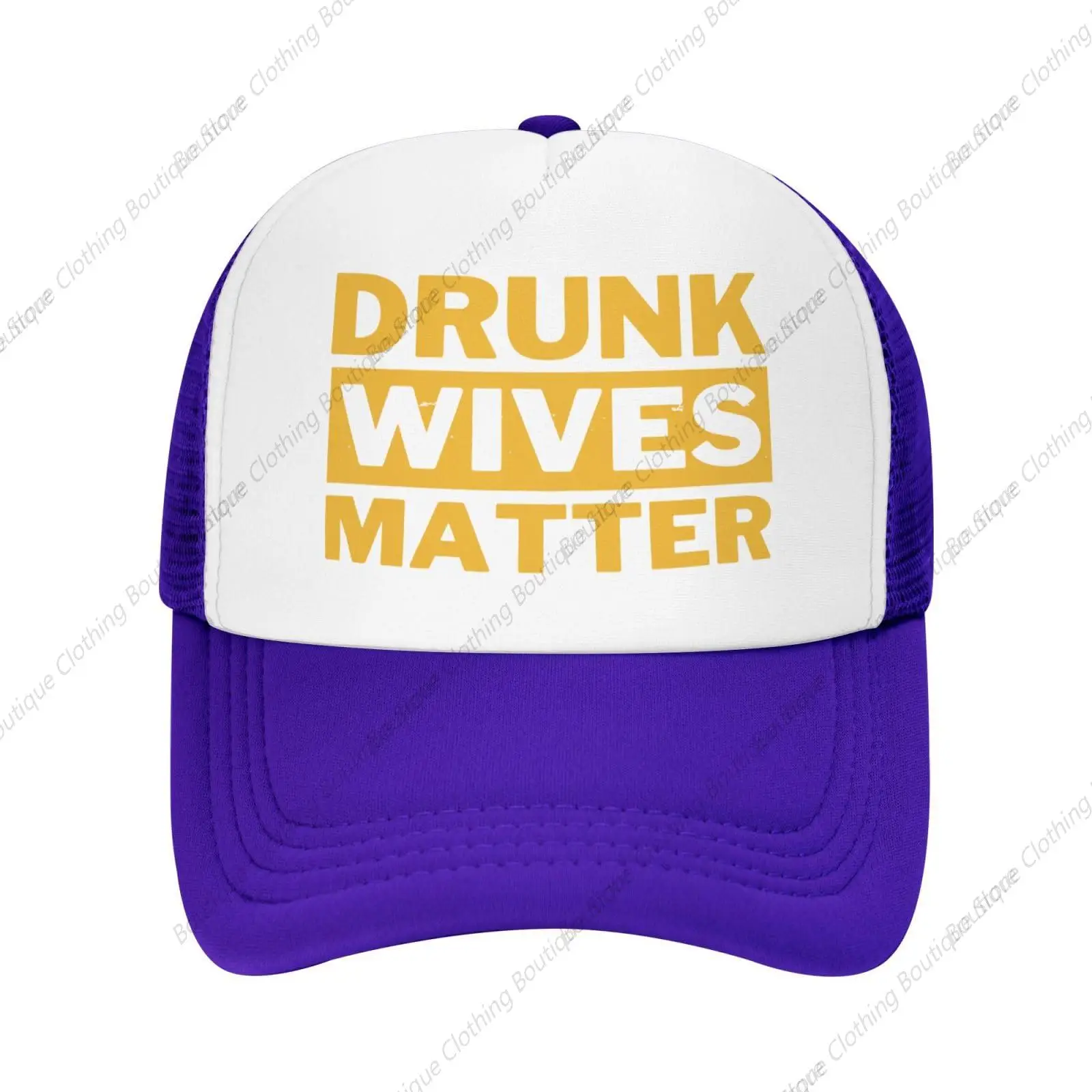 Casquette de baseball en maille pour hommes et femmes, chapeau de camionneur drôle, casquette violette, cadeau de la journée de Léon, Drunk Wives Matter