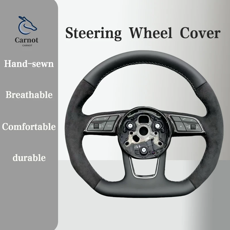 

Genuine Suede Car Steering wheel Cover For Audi A1 8X A3 8V S3 A4 B9 S4 A5 Q2 2016-2022 RS Handle Cover Interior Car Accessories