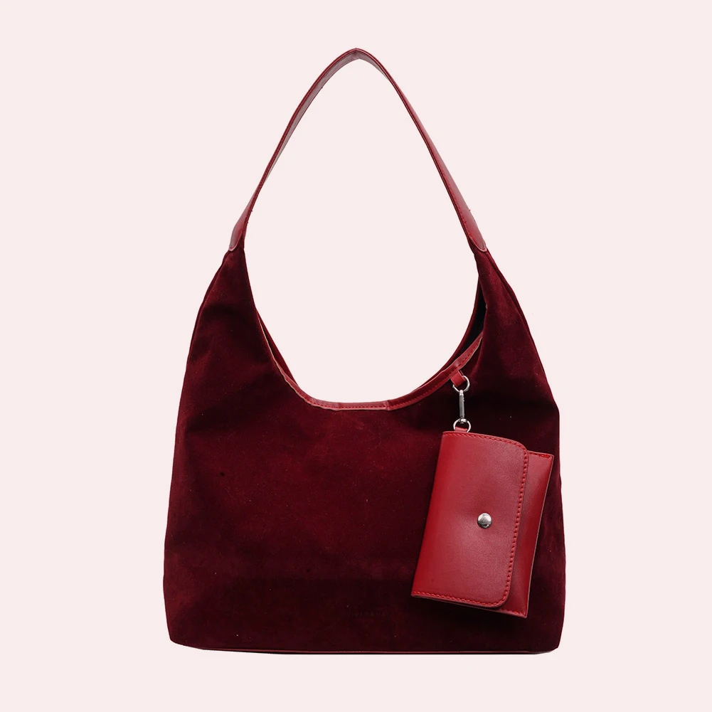

Women Suede Hobo Bag Magnetic Closure Shoulder Bag with Inner Pocket Tote Bag Large Handbag Commuting Shopping Bag