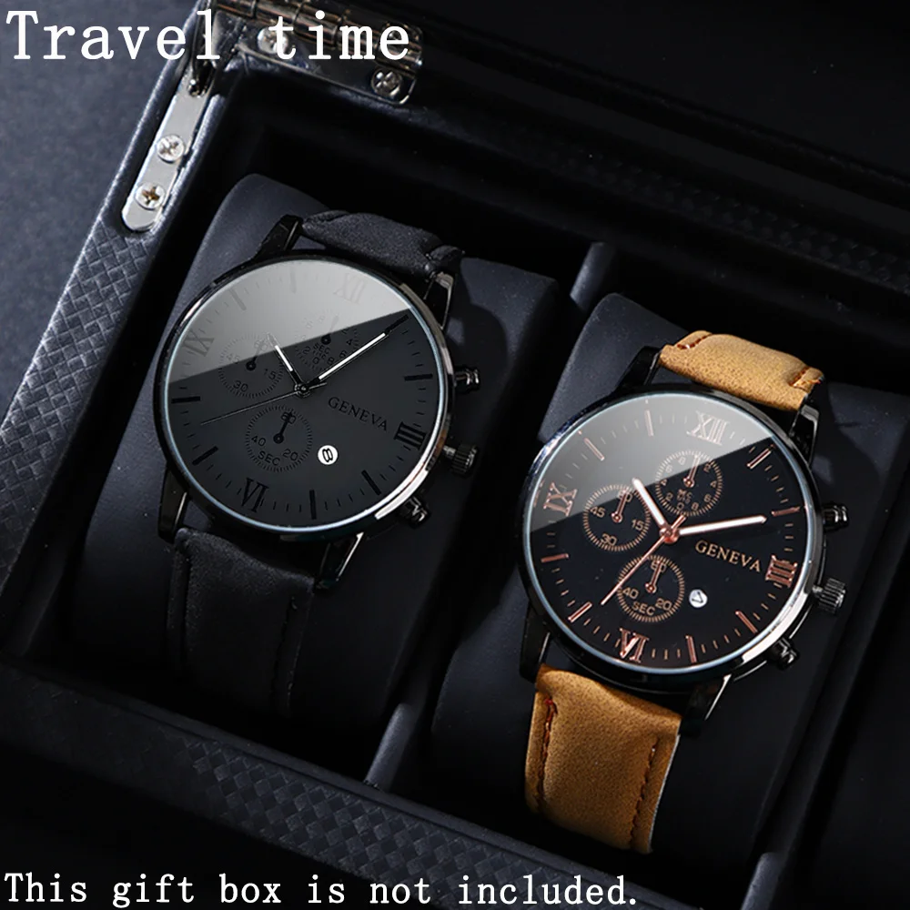 10Pcs/set men's watch set, casual alloy imitation leather quartz wristwatch, available in multiple colors, ideal gift