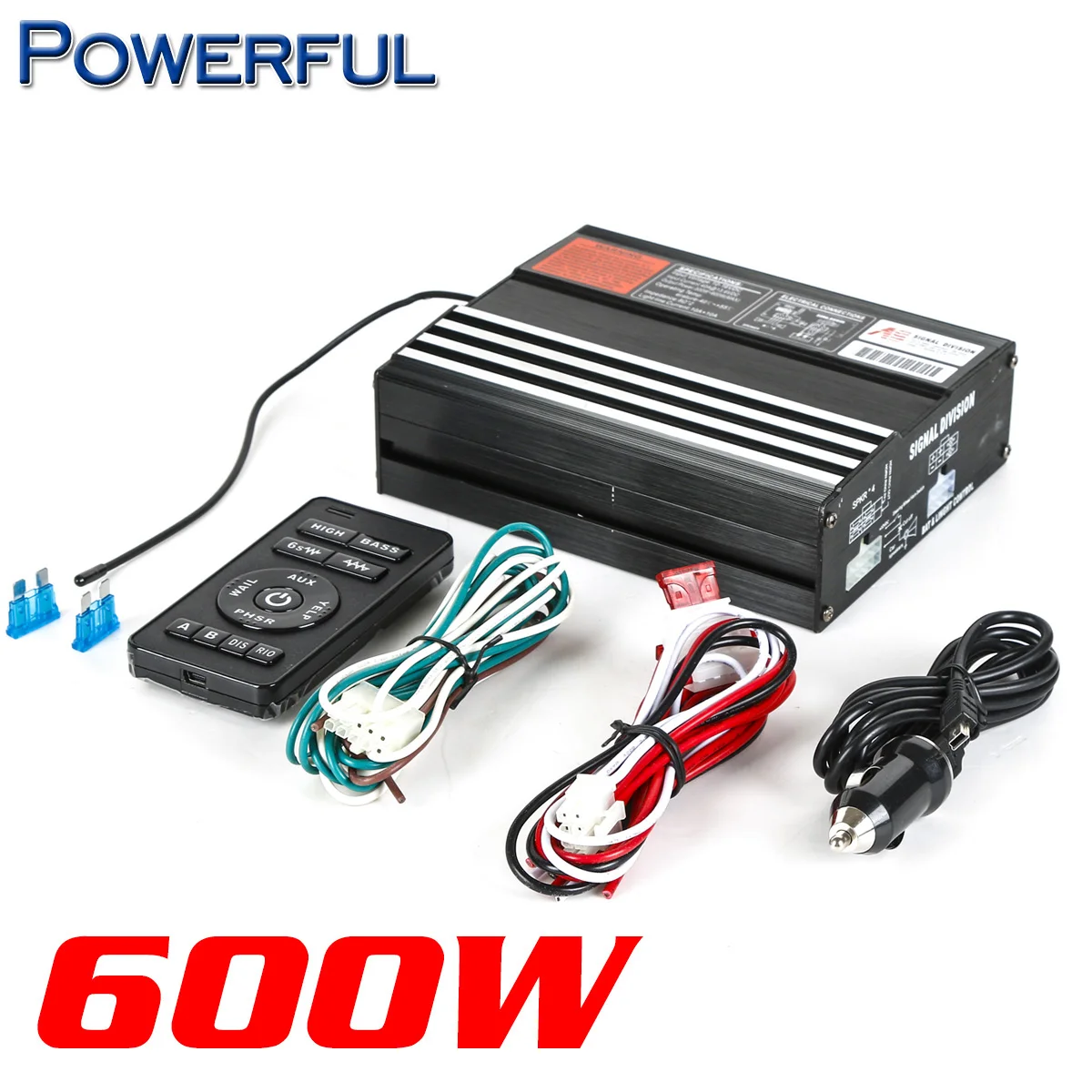 Auto Amplifier Police Siren DC 12V 600W Wireless Remote Control with Mic Speaker Emergency Electronic Horn