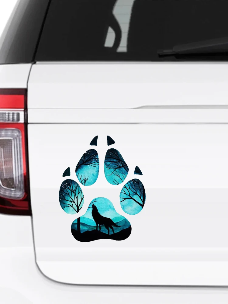 Exterior Accessories Funny Creative Wolf Footprint Puzzle Car Stickers Auto Decorative PVC Decal N25
