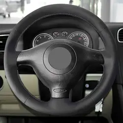 For VW Old Golf 4 MK4 Passat B5 1996-2005 DIY Hand Stitched Car Interior Leather Steering Wheel Cover Microfiber Leather Trim