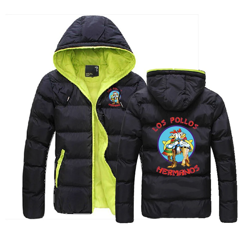 2024 Men New LOS POLLOS Hermanos Autumn and Winter Breathable Cotton Jacket Casual Hooded Solid Color Fashion Coat Tops