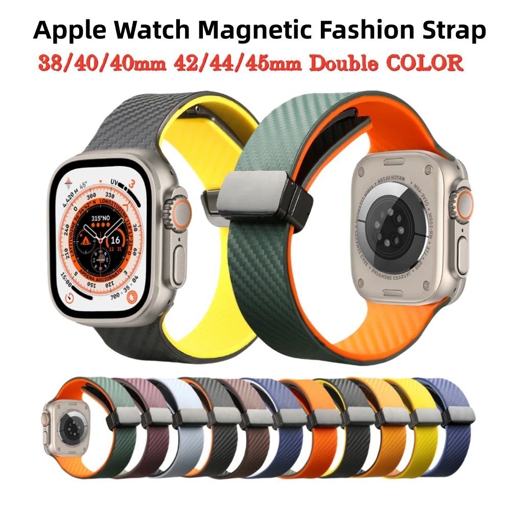 

Double Colors Carbon Fiber Pattern Strap For Apple Watch Band Ultra 49mm 45mm 44mm 41mm 40mm Bracelet iwatch Series3/4/5/6/7/8