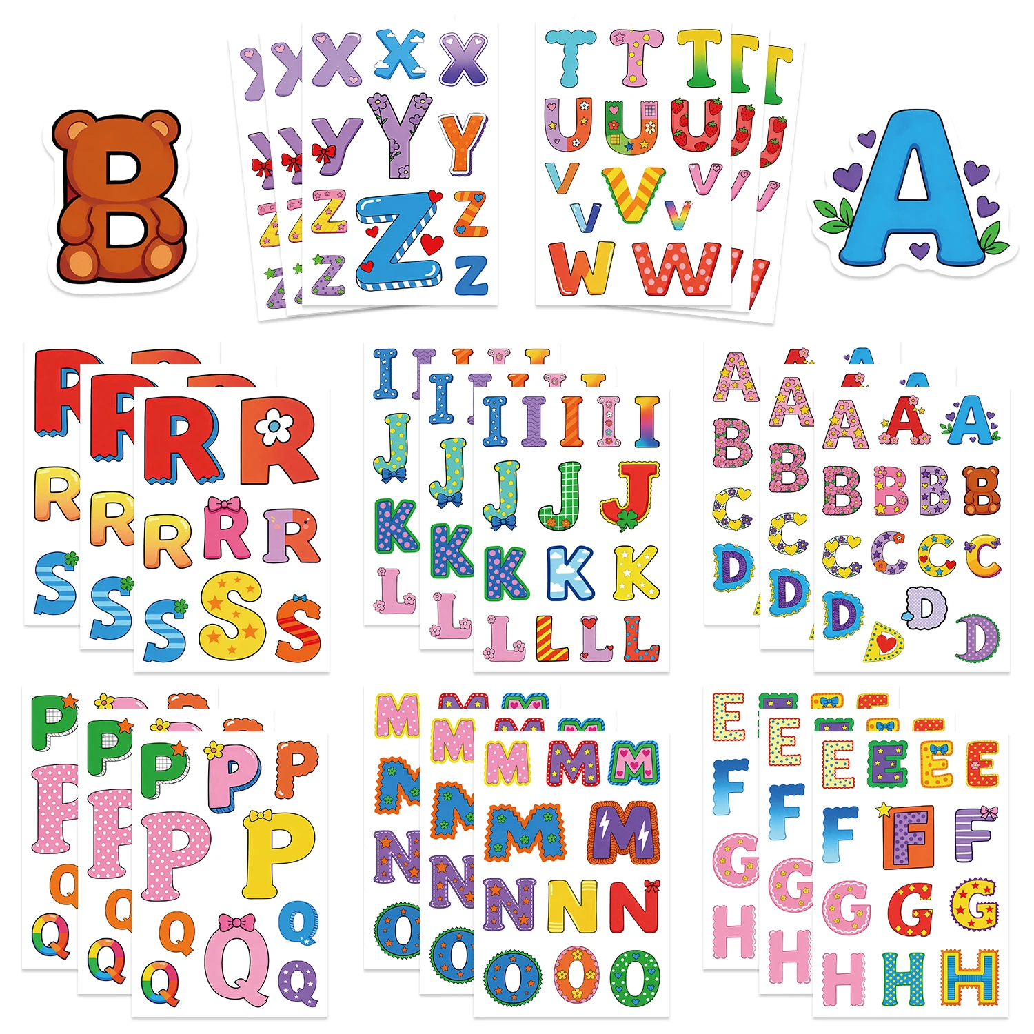 8/24/32 pçs abc inglês carta dos desenhos animados adesivos geladeira brinquedos educativos das crianças presentes de natal à prova dwaterproof água pvc