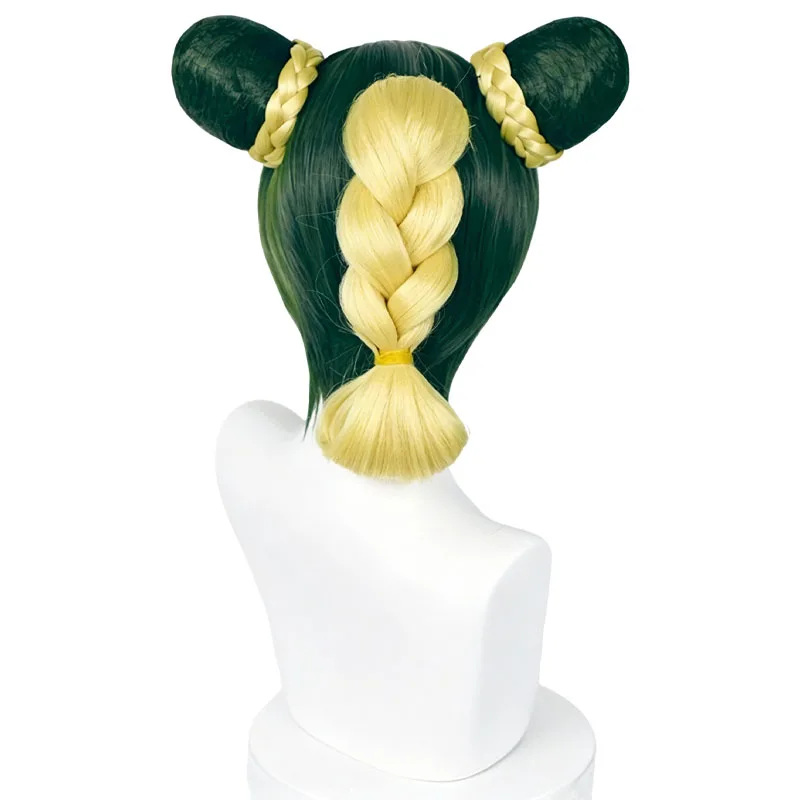 Anime JOJO Jolyne Cujoh Cosplay Wig Green Yellow Synthetic Hair Wristband For Women Men Halloween Costume Party Carnival Props view 4