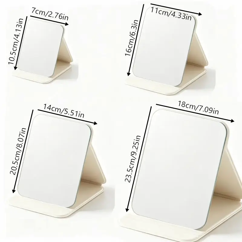 1PC S/M/L/XL Portable Foldable Desktop Makeup Mirror Adjustable Stand Travel Cosmetic Mirror Student Office Daily Makeup Shaving
