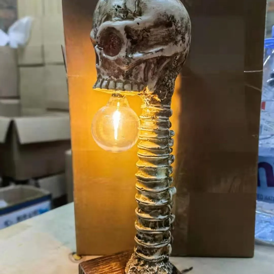 Ghost Head Skull Night Light Halloween Ornament Resin Crafts Home Decoration