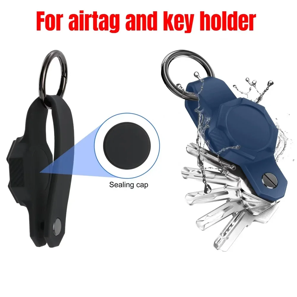 For Apple Airtags Keychain Silicone Case Waterproof Key Chain Ring Holder Case Man Accessories Key Organizer Anti-lost Ring Case