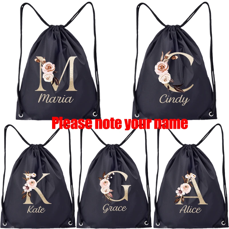 Custom Name String Bag Sports Drawstring Bag Waterproof Backpack Bundle Pocket Custom Printing Logo for Men Women Students