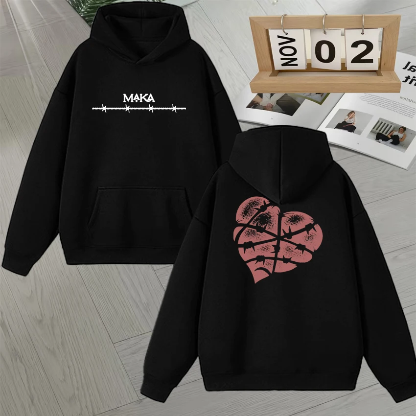 

Rapper Maka Tour 2025 Autumn Winter Double Sided Print Men Women Fashion Hip Hop Sweatshirts Streetwear Pullovers Fleece Unisex