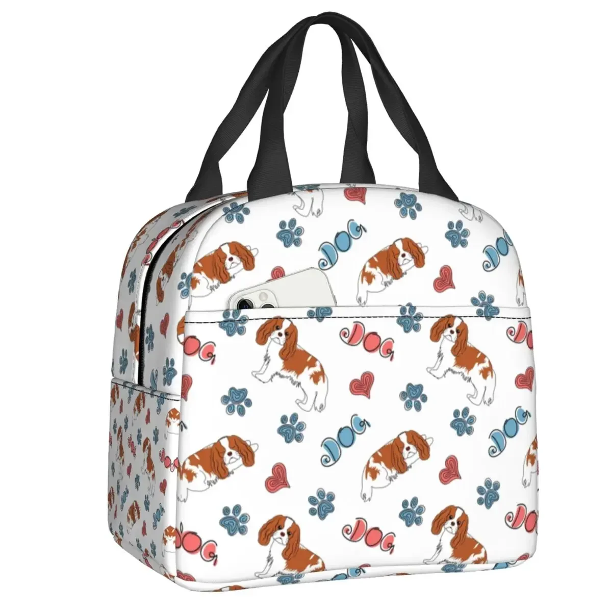 Cavalier King Charles Spaniel Insulated Lunch Tote Bag for Women Dog Lovers Portable Thermal Cooler Food Lunch Box School