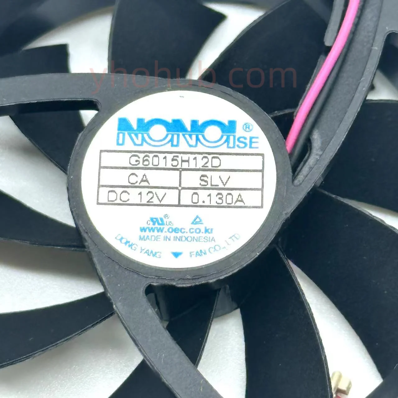 NONOISE G6015H12D DC 12V 0.130A 60x60x15mm 2-wire Server Cooling Fan