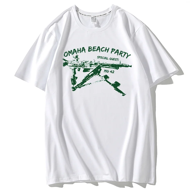 New Summer Fashion T-Shirt MG42 OMAHA BEACH PARTY WW2 CULT Germany German  playera para hombres modal Tee Shirt