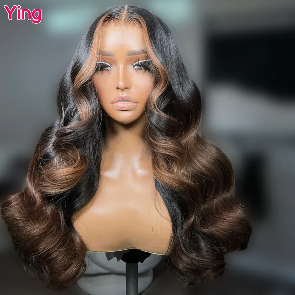 Ying Hair Honey Brown Omber 13x6 Transparent Lace Front Wig  200% Body Wave 13x4 Lace Front Wig PrePlucked With Baby Hair