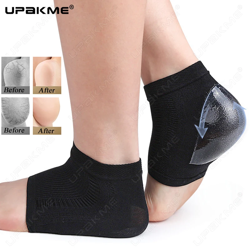 UPAKME Heel Protector Protective Silicone Sleeve Spur Pads For Relief Plantar Fasciitis Heel Pain Reduce Pressure On Heel Unisex