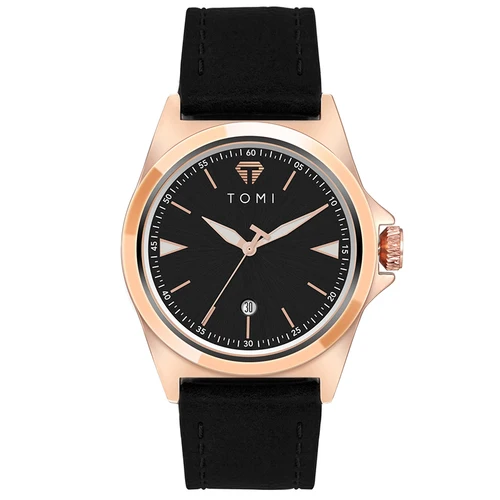 Imagen 2 del producto TOMI-reloj de cuarzo para hombre, cronógrafo sencillo de negocios, diseño de moda que combina con todo, esfera con fecha automática, correa de cuero negro, regalos para hombre, 2021