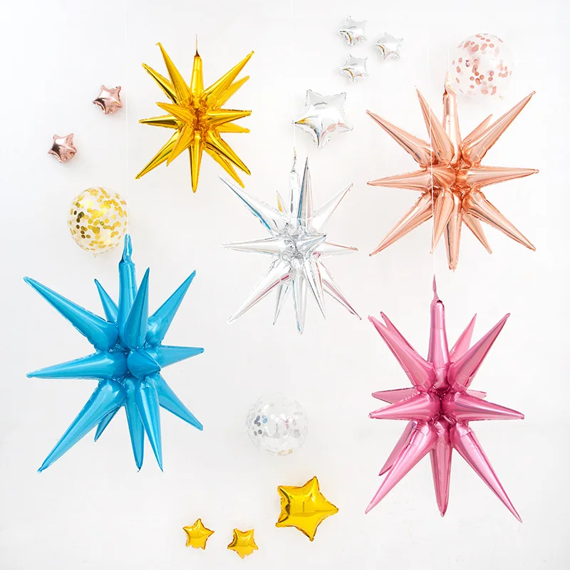 /1pcs siamesische Explosion Stern Ballon Starburst Luftballons Kegel Folie Luftballons Neujahr Weihnachten Hochzeit Geburtstags feier Dekor – Detail 21