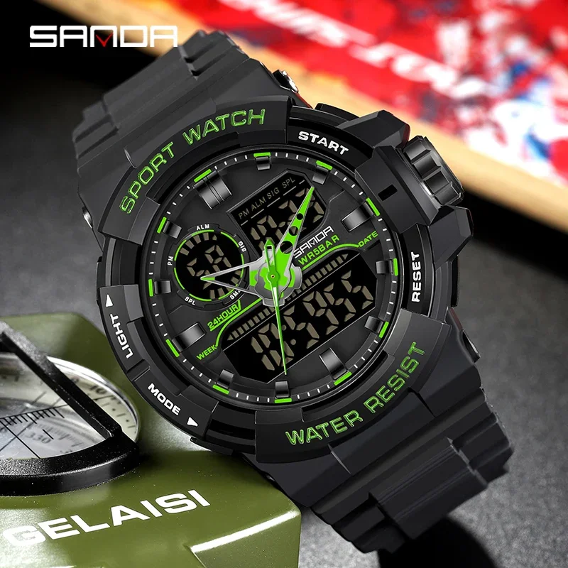 

SANDA 6025 Digital Watch Men Military Army Sport Quartz Wristwatch Top Brand Luxury LED Waterproof Male Quartz Electronic Watch