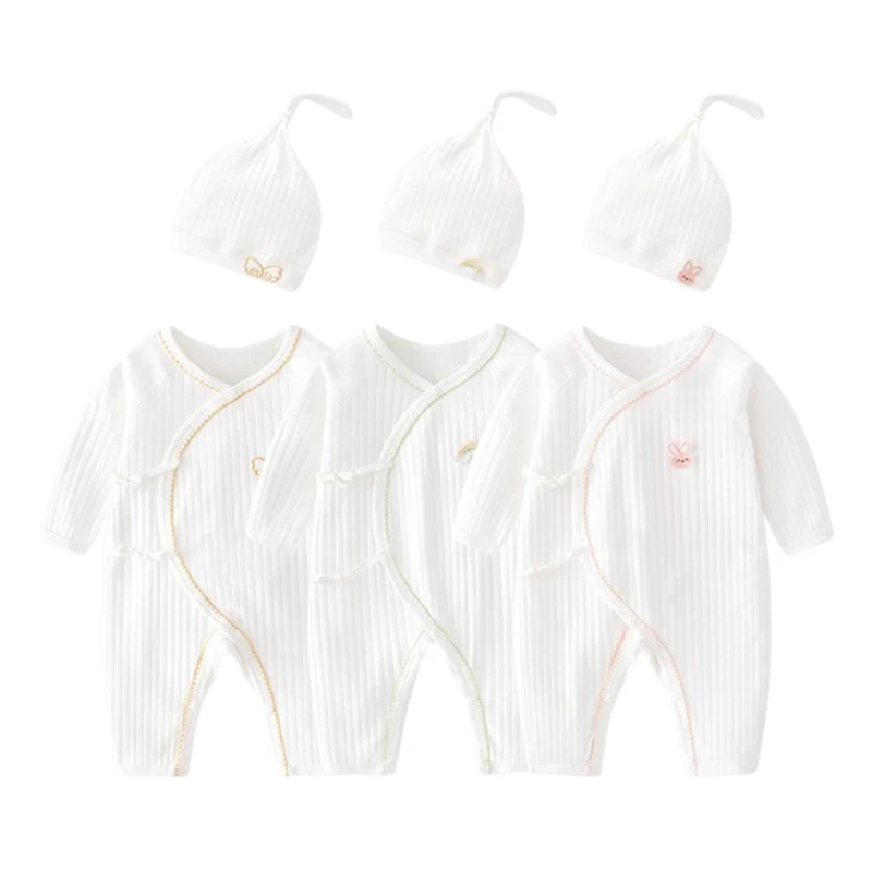 

Newborn Romper Long Sleeve 100% Cotton Spring Autumn 0-6 Months Hospital Baby Clothes Unisex Baby Jumpsuit For Boy Girl With Hat