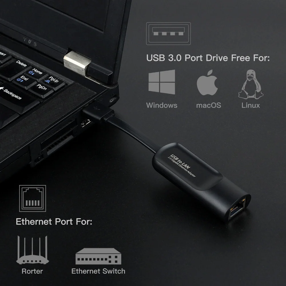 USB-адаптер Ethernet с портом Type-C, USB 3,0 к RJ45