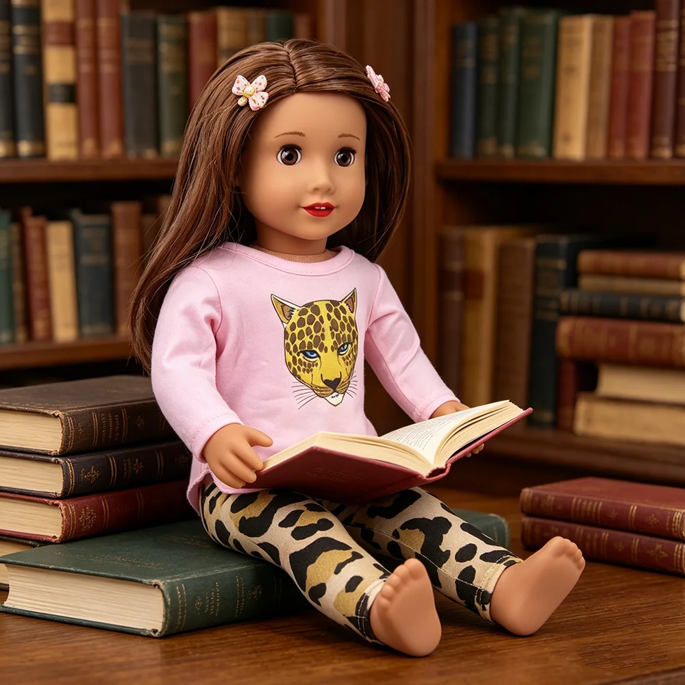 18 Inch Leopard Doll Set Fashionable Slim Fit Set Suitable for Spring and Autumn Clothing for 18 Inch Dolls, Doll Accessories