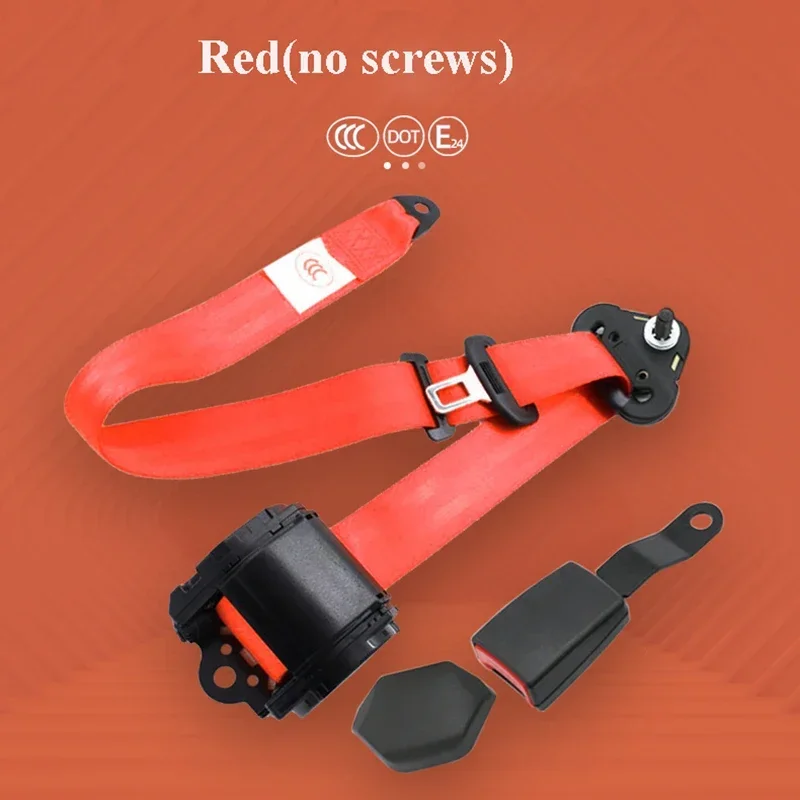 3 Points Safety Belt Seat Car Bus Lap Belt Retractable Seat Belt Universal Adjustable Red Black Beige Gray Blue