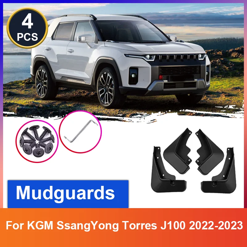 

Car Mudguards For KGM SsangYong Torres J100 2022 2023 Mud Flaps 4Pcs/set Anti-Splash Guard Front Rear Fender Tools Accessories