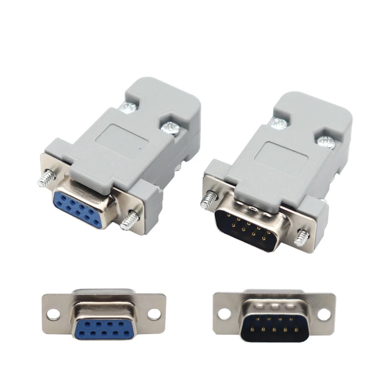 【5-2PCS】DB9 two rows 9 pin RS232/485 serial port VGA converter socket COM port solder wire type male/female head