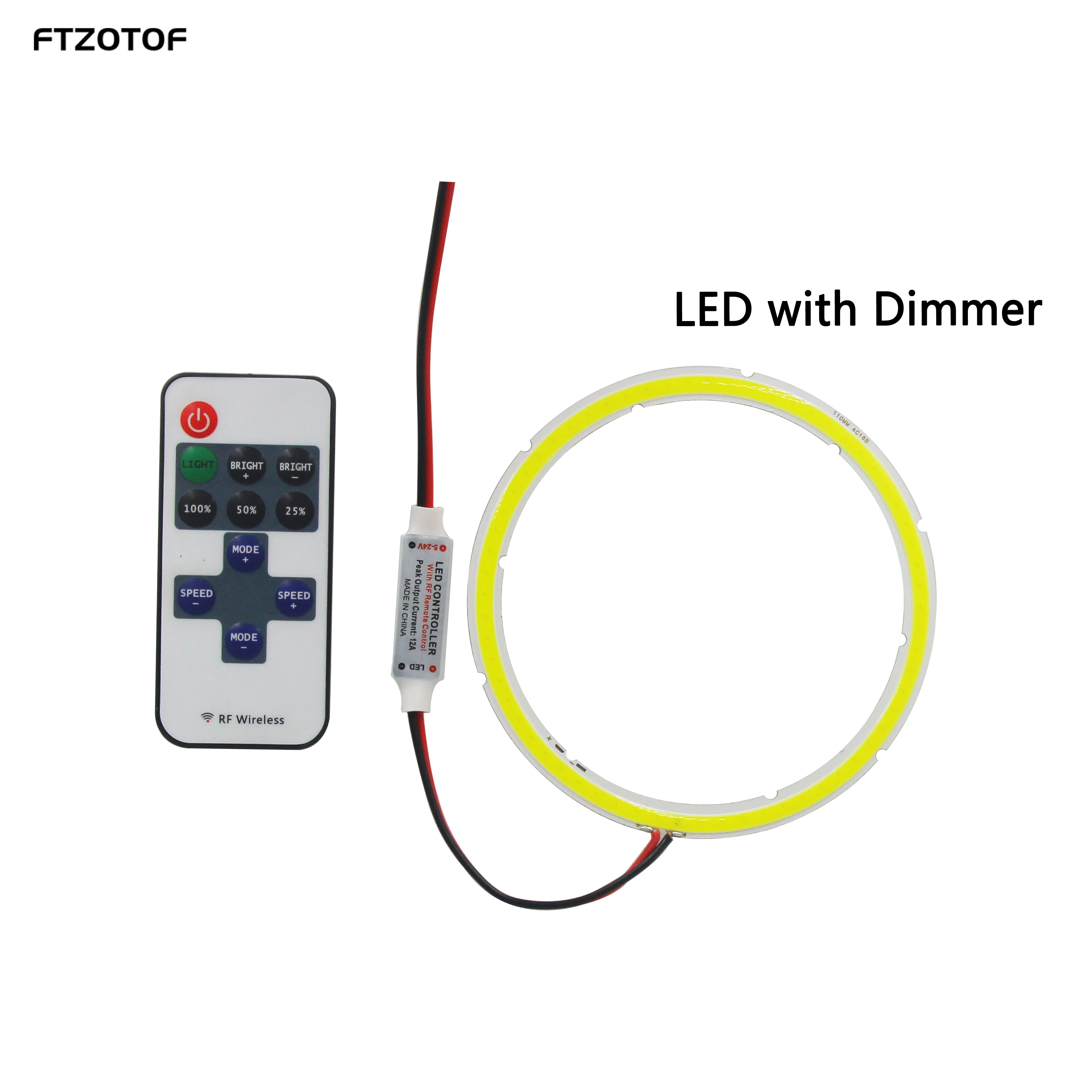 

Cob LED 12V DC Dimmable Round Light Source 12W Ring Angel Eyes 120mm Warm Cool White LED Bulb Holder For Bicycle Car Decor Lamps