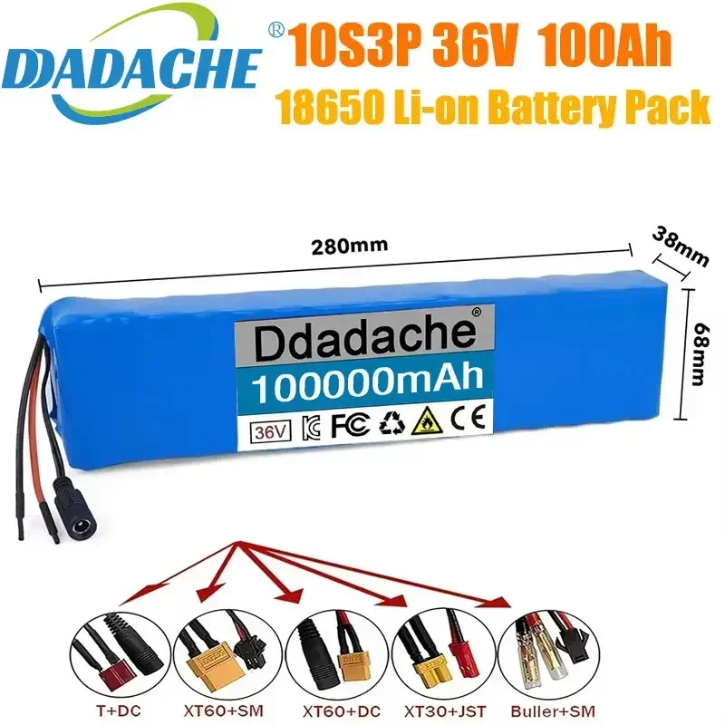 

10S3P Electric Scooter Battery 36V 100Ah 18650 Lithium-ion Battery 350W 500W,+42V Charger