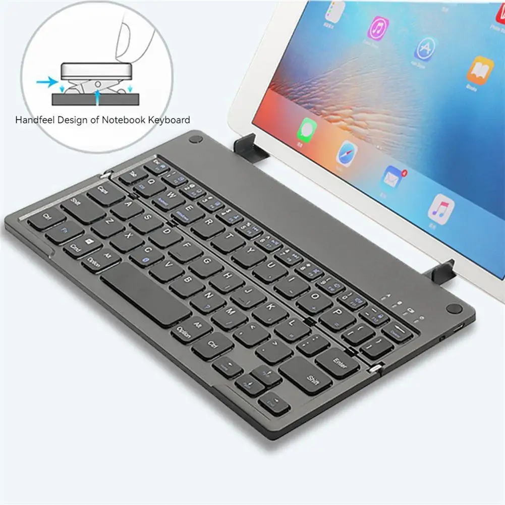 Keyboard Lipat Kompatibel dengan Bluetooth dengan Braket Mini Portabel Pengendali Universal untuk Ponsel Tablet Notebook