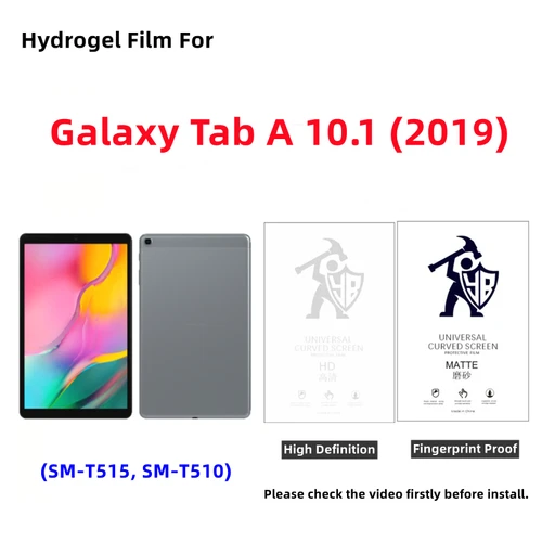 HD 태블릿 하이드로겔 필름, 삼성 갤럭시 탭 A 10.1 매트 스크린 보호대, 갤럭시 탭 A 10.1 2019 SM-T515, SM-T510, 2 개 