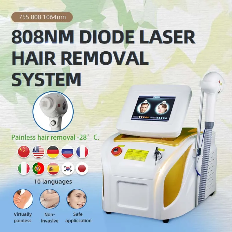 Newest 808nm 755nm 1064nm Diode Painless Permanent High Power Professional Painless Salon Diode Laser Hair Removal Machine