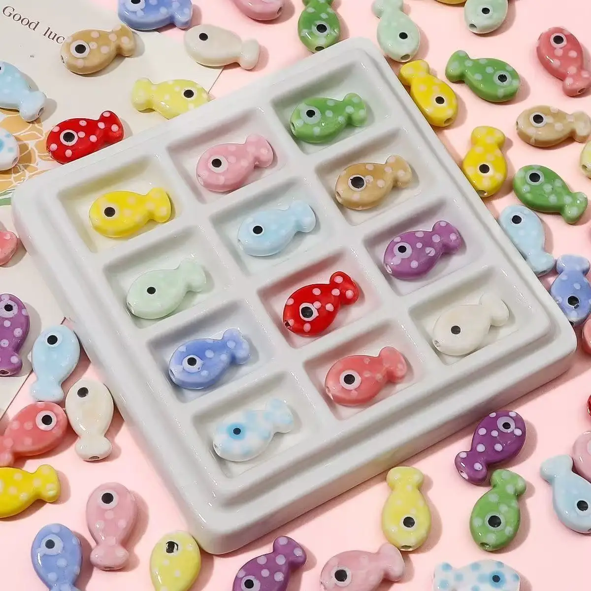 10pcs 11x19mm Fish-shaped Beads Ceramic Spacer Loose Bead For Jewelry Making Findings DIY Bracelet Necklace Accessories