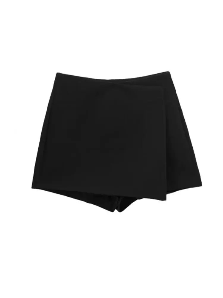 Trza moda feminina pareo estilo assimétrico shorts saias vintage cintura alta zíper lateral feminino skort mujer