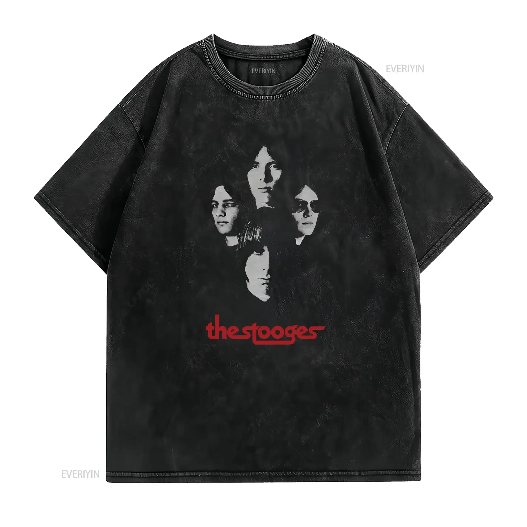 Iggy The Stooges T Shirt Group Shot vintage Washed Versatile Comfortable Slightly Soft Unisex homme Top For Everyday Wear